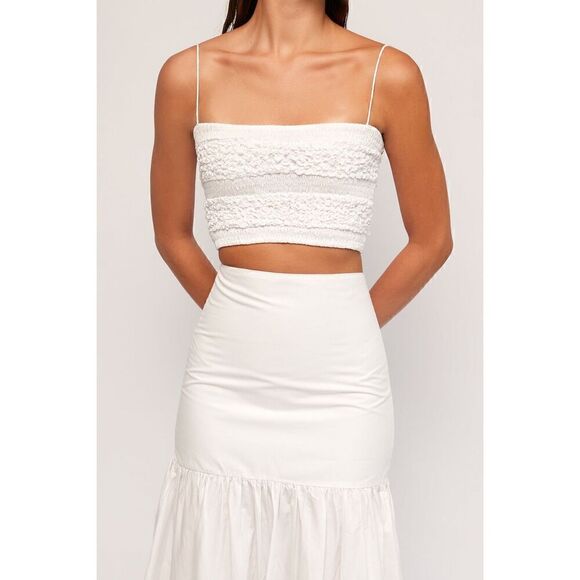 SWF Mottled Spaghetti Crop Top in Color: White Heat Size S NWT$259. - Picture 3 of 9